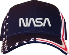Nasa Worm Logo Embroidered Stars & Stripes Baseball Cap Hat  Navy