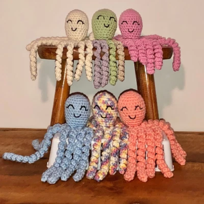 Pulpo prematuro hecho a mano pulpo bebé 7" ganchillo NICU Foto 1 de 4