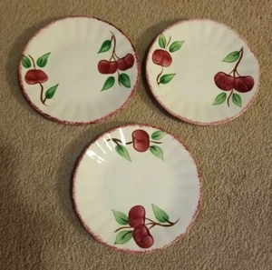 Three BLUE RIDGE SOUTHERN POTTERIES unmarked Cherry Hand Painted 6.25” Plate - Picture 1 of 5