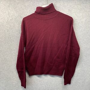 Vintage Liz Claiborne 100% Wool Sweater Womens Small Red Burgundy Knit Ladies