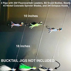 (GRATIS KÖDER) FLUKE FLOUNDER FLUOROCARBON BUCKTAIL HI LOW UV B2 SQUID RIGS JIGS - Bild 1 von 11