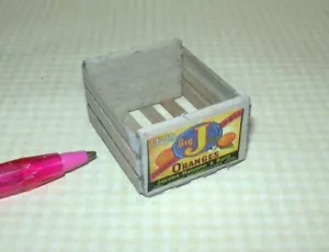 Miniature Large Weathered Wooden Crate "Big J Oranges": DOLLHOUSE 1:12 - Picture 1 of 1