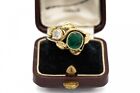 Art Nouveau gold ring with emerald and diamond, Austria, early 20th century.