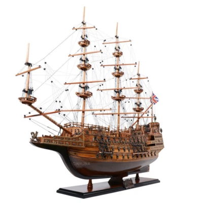 HMS Sovereign of the Seas БЕЗ ПАРУСОВ 1637 Высокий Корабль Деревянная Модель 35" Полу-построенный Новый - Изображение 1 из 4