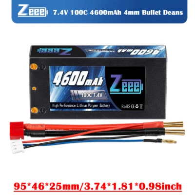 Zeee 7,4V 4600mAh 2S Lipo Akku 4mm Kugel to T Stecker 100C für RC Auto UAV Truck - Bild 1 von 4