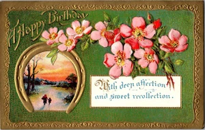 Vintage geprägte Postkarte, Happy Birthday Karte Anfang 1900 - Bild 1 von 2
