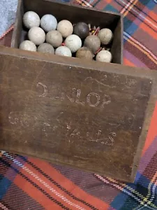Antique Wooden Dunlop Golf Ball box & 20 golf balls - Picture 1 of 12