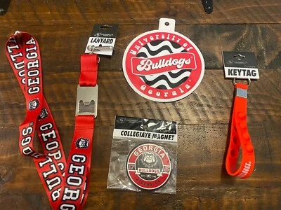 Georgia Bulldogs Lot-  Key Tag, Lanyard With Bottle Opener, Magnet, Decal  NEW! - Image 1 of 4