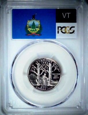 2001-S 25C State Quarter Vermont PCGS PR69 DCAM CLAD 23coc0817 - Image 1 of 4