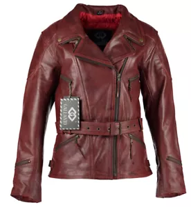 Chaqueta de cuero para motociclista Gallanto Distressed Demi para mujer 3/4 - motocicleta vintage - Imagen 1 de 17