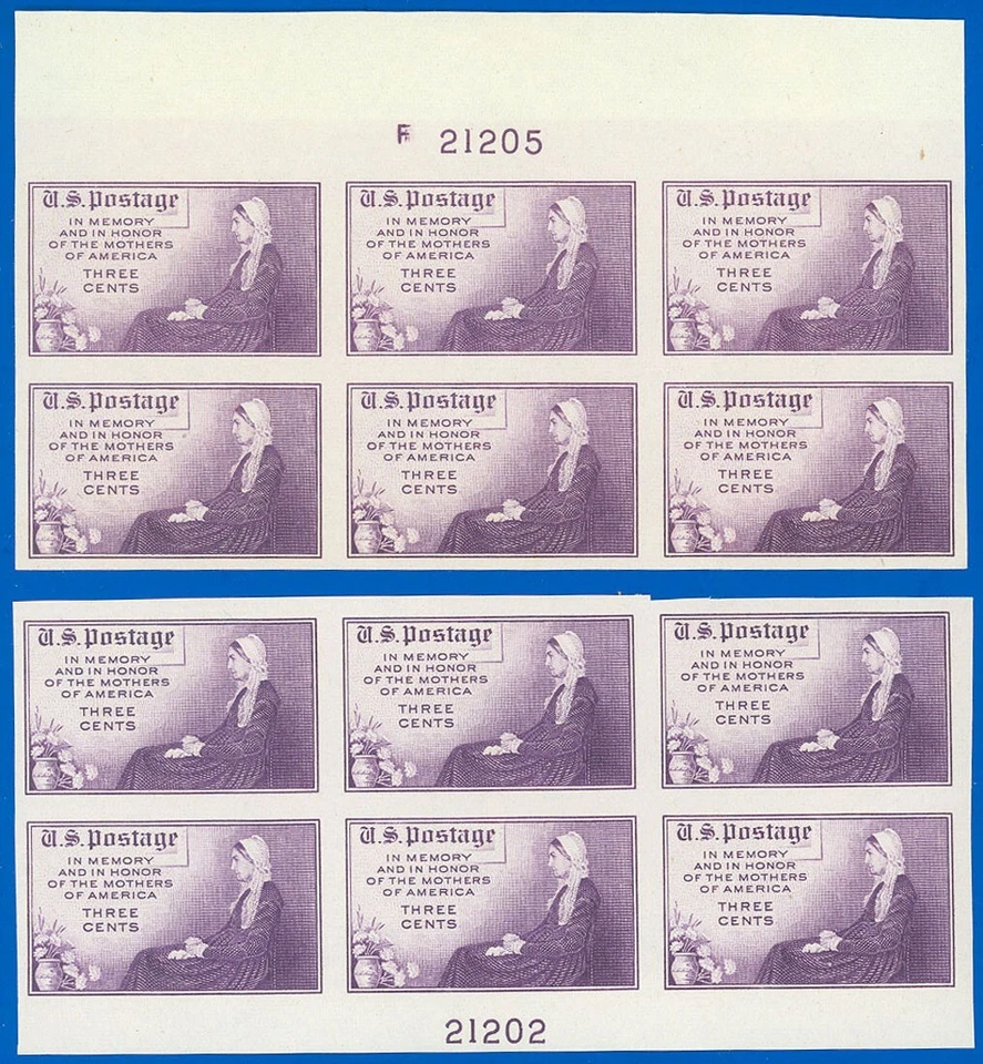 US Plate Blocks #754 NGAI (x2) TOP/BOTTOM, WHISTLER'S MOTHER, SCV $22.00! (SK) - Image 1 of 1