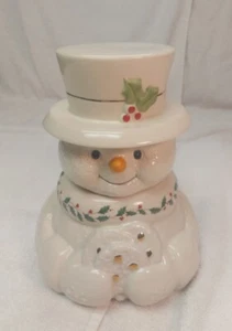 Lenox Happy Holly Days Frosty Snowman Cookie Jar Porcelain Container 9×7 No Box - Picture 1 of 11
