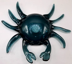 Handblown Art Glass Blue Crab Figurine Nautical Decor - Picture 1 of 13
