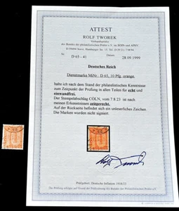 REGNO TEDESCO servizio Michel n. 65 timbrato foto certificato Tworek BPP 600 euro - Foto 1 di 3