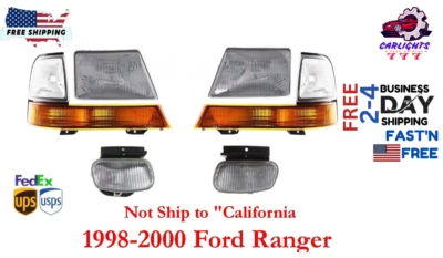 Fits Ford Ranger Fog Light Kit For 1998-2000 Left & Right Side Halogen Assembly Foto 1 de 4