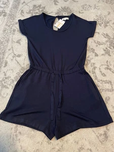 Lou & Grey for LOFT Women’s Romper Size Small Navy Blue Tank Top Drawstring New - Picture 1 of 10