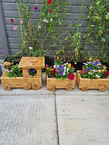 Wooden Garden Train Planters - Picture 1 of 7