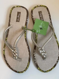 NWT Vera Bradley Leinen Flip Flops sitzend in einem Baum Sandalen ~ Größe M - Bild 1 von 3