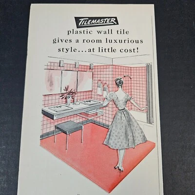 1957 Tilemaster Plastic Wall Tile Vintage Print Ad Chicago IL Kitchen Bathroom - Image 1 of 4