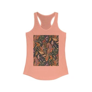 Bohemian Floral Racerback Tank Top, Casual Summer Wear, Yoga Top, Festival - Picture 1 of 21