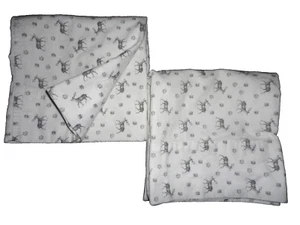 POTTERY BARN REINDEER GRAY & WHITE FLANNEL (2) KING PILLOWCASES 19 x 38 - Picture 1 of 5
