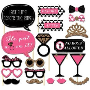 Hen Party Pack Of 20 Card Props On Sticks Fun Wedding Prop Party Photo Accessory - Picture 1 of 6