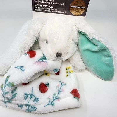 Mantas y más allá Manta de seguridad para bebé Lovey Bunny Conejo Orejas verdes Manzanas Nuevo Foto 1 de 4