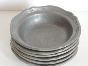 6 Wilton Pewter 7" Queen Anne bowl Soup Chili Cereal Deep Grey Color Vintage RWP - Picture 1 of 7