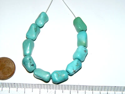 10 Stück Türkis Stein Perlen Nugget gebohrt schön geschliffen 11cm (#20) - Bild 1 von 3