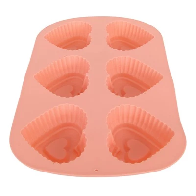 ㄧ6 Holes Heart Shaped Silicone Mold For Chocolate Cake Jelly Pudding Handmade - Image 1 of 4