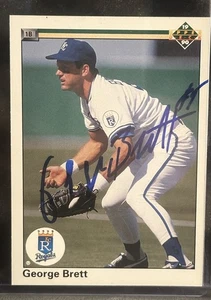 1990 Upper Deck - George Brett #124 Auto ACÁ KC Royals - Bild 1 von 3
