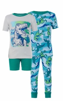 Kirkland Signature Kids' DINOSAUR 🦖 4-Piece Pajama Set Organic Cotton Size 6 - Image 1 of 4