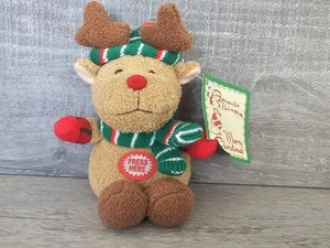 Vtg Christmas Reindeer Mini Plush Cracker Barrel Musical WORKS 206c - Picture 1 of 9