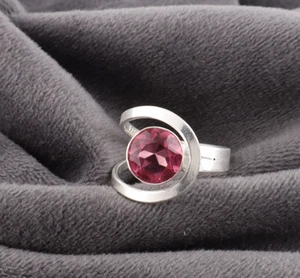 Pink Tourmaline Gemstone Ring 925 Sterling Silver Handmade Party Wear Jewelry - Picture 1 of 5