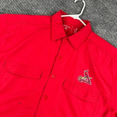 St. Louis Cardinals Shirt Mens XL Extra Large Red Short Sleeve Button Up MLB - Image 1 of 4