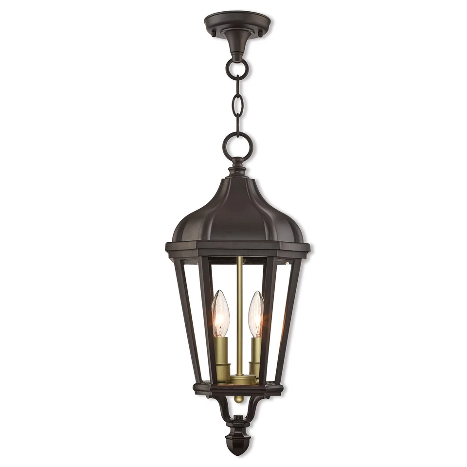 Linterna colgante Livex Lighting 76189-07 Morgan 2 luces 9 pulgadas bronce exterior Foto 1 de 1