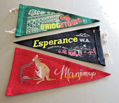 ESPERANCE BRIDGETOWN MANJIMUP WAS AUSTRALIAN VINTAGE SOUVENIR FELT PENNANTS #10 - Image 1 of 2