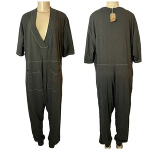 Tuta harem Natural Life Charlie grigia scollo a V 100% cotone oversize piccola - Foto 1 di 8