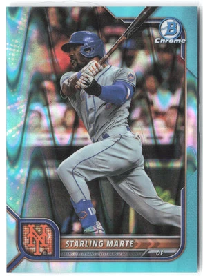 2022 Bowman Chrome #97 Starling Marte Aqua RayWave Refractor #/199 - Image 1 of 2