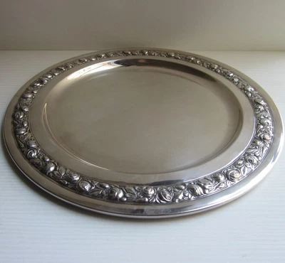 Piatto Vassoio Argento 800 Galbiati Cesellato a Mano Artigianale Anni 90 Italia - Immagine 1 di 4