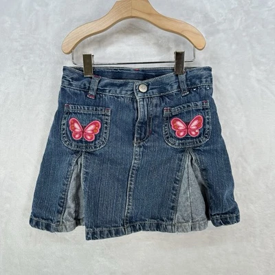 Falda Gymboree Vintage Niños Niñas 6 Denim Mariposa Hada Años 90 Y2K Plisada Foto 1 de 4