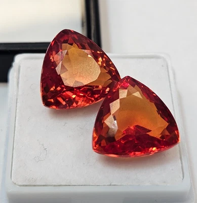 Par de pendientes de piedras preciosas sueltas de ópalo de fuego mexicano billón naranja 20-22 quilates para hacer Foto 1 de 4