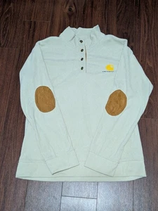 Carhartt Ribbed Corduroy Snap Henley Pullover Men’s Large Beige Elbow Patch - Picture 1 of 8