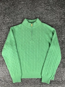 Vineyard Vines Pullover Herren Medium Grün Kaschmir Zopfmuster Viertelreißverschluss - Bild 1 von 11