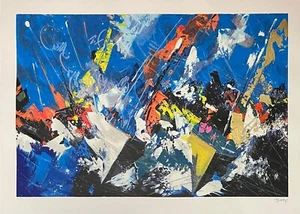 FRANCESCO TORALDO - Serigrafia su cartone rigido cm 70x100-Regata velica - Foto 1 di 1