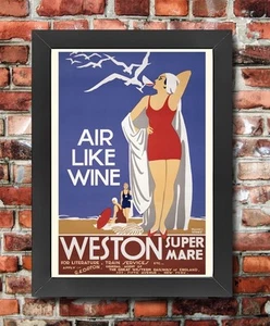 TW97 Vintage Weston Super Mare GWR Classic Railway gerahmtes Reiseposter A3/A4 - Bild 1 von 1