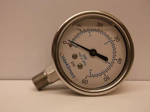 New WORKSMART WS-PE-GAGE-183 2.5" Lower Liquid Gauge 1/4" 60PSI (B74) - Picture 1 of 5