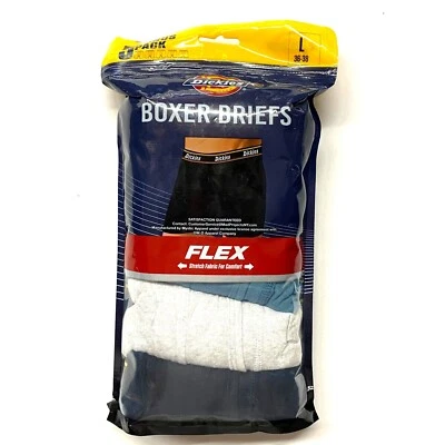 Paquete de 5 calzoncillos boxer Dickies de algodón contorno azul surtido para hombre - L (36-38) Foto 1 de 4