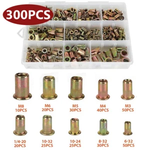 300 pcs Zinc Steel Rivet Nut Kit Rivnut Nutsert Assort 150pcs Metric+150pcs SAE - Picture 1 of 9