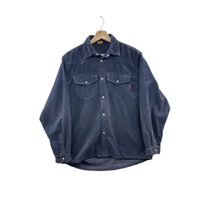 Vintage Kappa Navy Western Style Corduroy Button Down Shirt Size Medium VTG - Picture 1 of 5